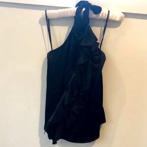 Bebe silk ruffle halter top.